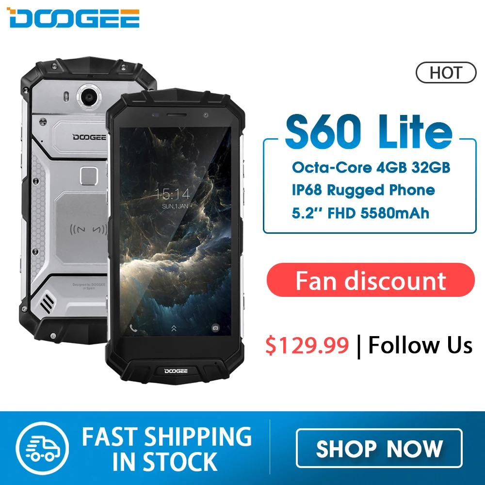 DOOGEE S60 Lite смартфон с 5 2-дюймовым дисплеем восьмиядерным процессором MT6750T ОЗУ 4 Гб