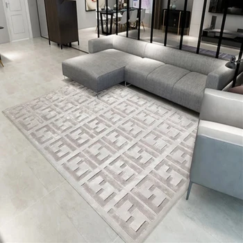 

Luxury Brown FF letter high and low hair imported wool plus silk living room rug bedroom carpet, can be customized size/color
