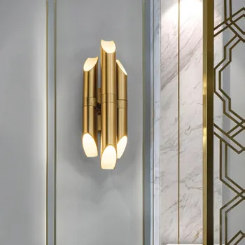 

Nordic creative Luxury golden bamboo wall lamp Post-modern minimalist wall lamp hotel living room light