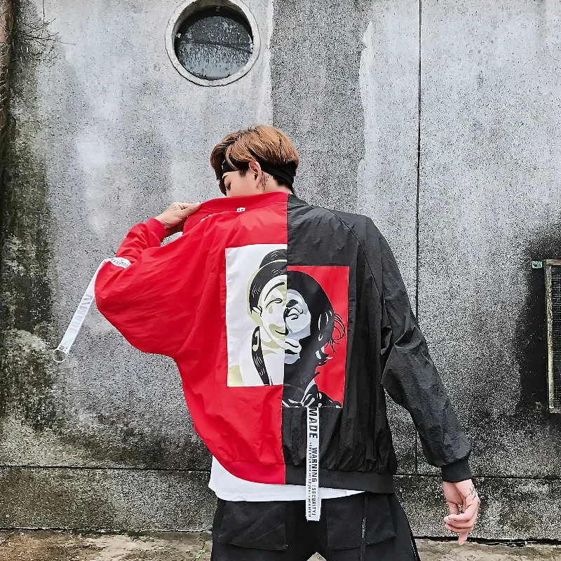 

2019 Spring New Style MEN'S Jacket Loose-Fit Contrast Color Clown Korean-style Baseball Uniform for Men And Women Coat Trend Clo