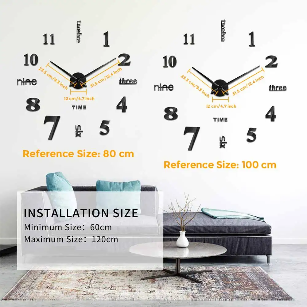 MCDFL Large Wall Clock Hands for Giant Watches Long Spade Huge Big Arrows Metal Self Adhesive 3d Needles Home Decor Decorative bathroom clock