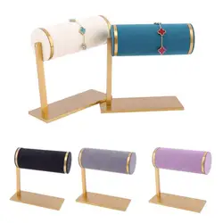 Jewelry Display T-bar Watch Organizer Bracelet Holder Hair Band Rack Portable Velvet Bracelet Scrunchie Organizer Display Stand