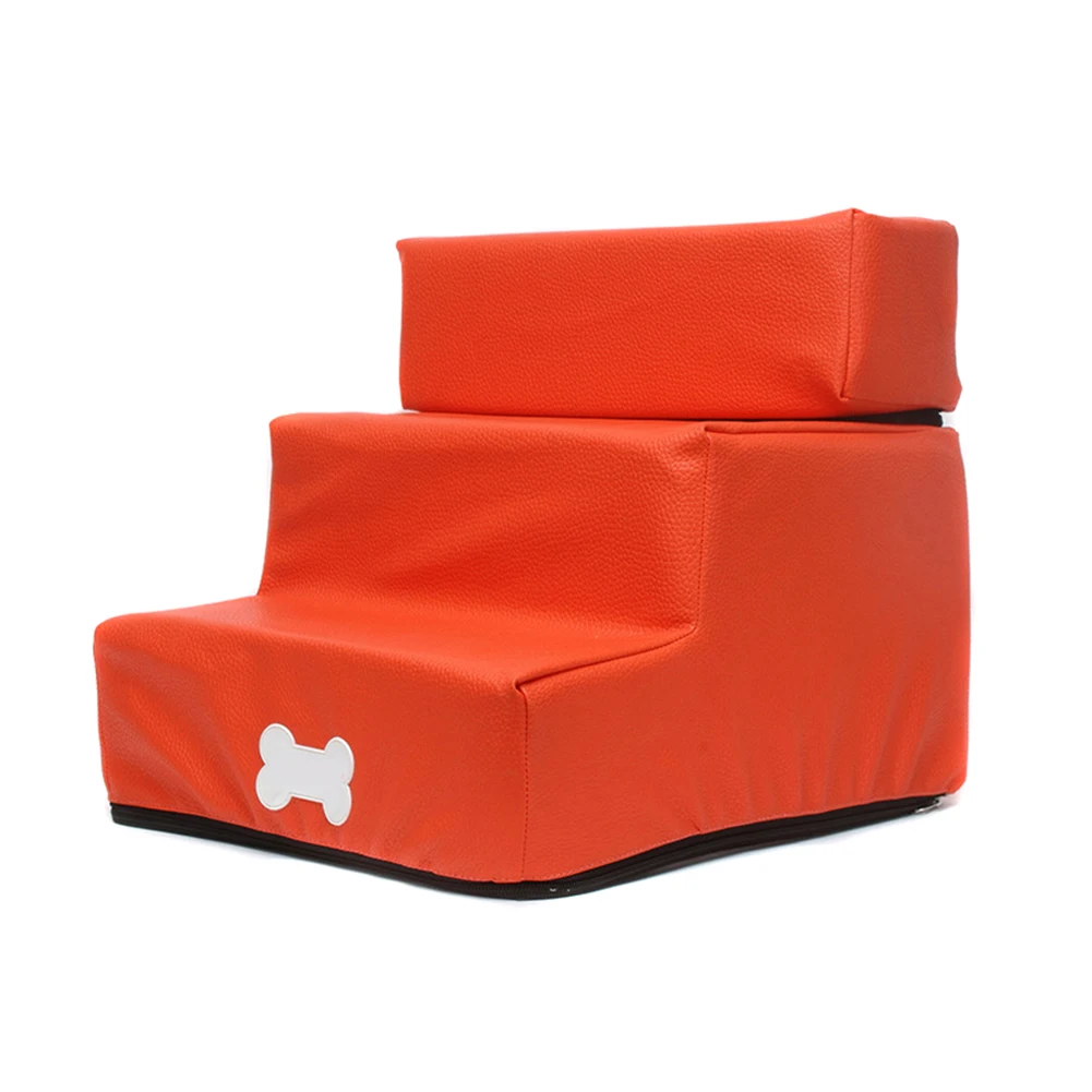 orange leather Горячая Pet кожа/сетка лестничные ступени собака Съемная 3-история лестница моющиеся лестница для кошек, собак, NDS66 - Цвет: orange leather