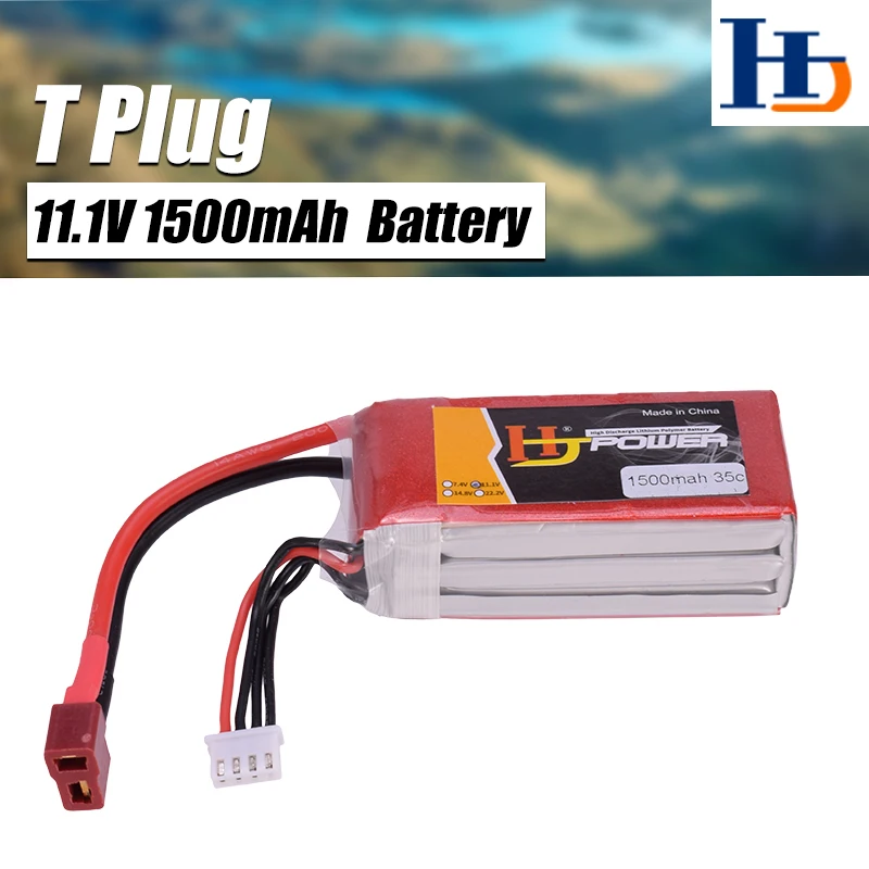 

HJ 7.4V 11.1V 14.8V 1500mAh 35C 2S Lipo Battery T Plug High Discharge Powerful for RC Drone Car Boat Quadcopter RC Model