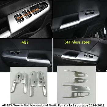 

For Kia Kx5 Sportage 2016 2017 2018 Car Styling ABS Door Window Glass Panel Armrest Lift Switch Button Trim Frame 4pcs