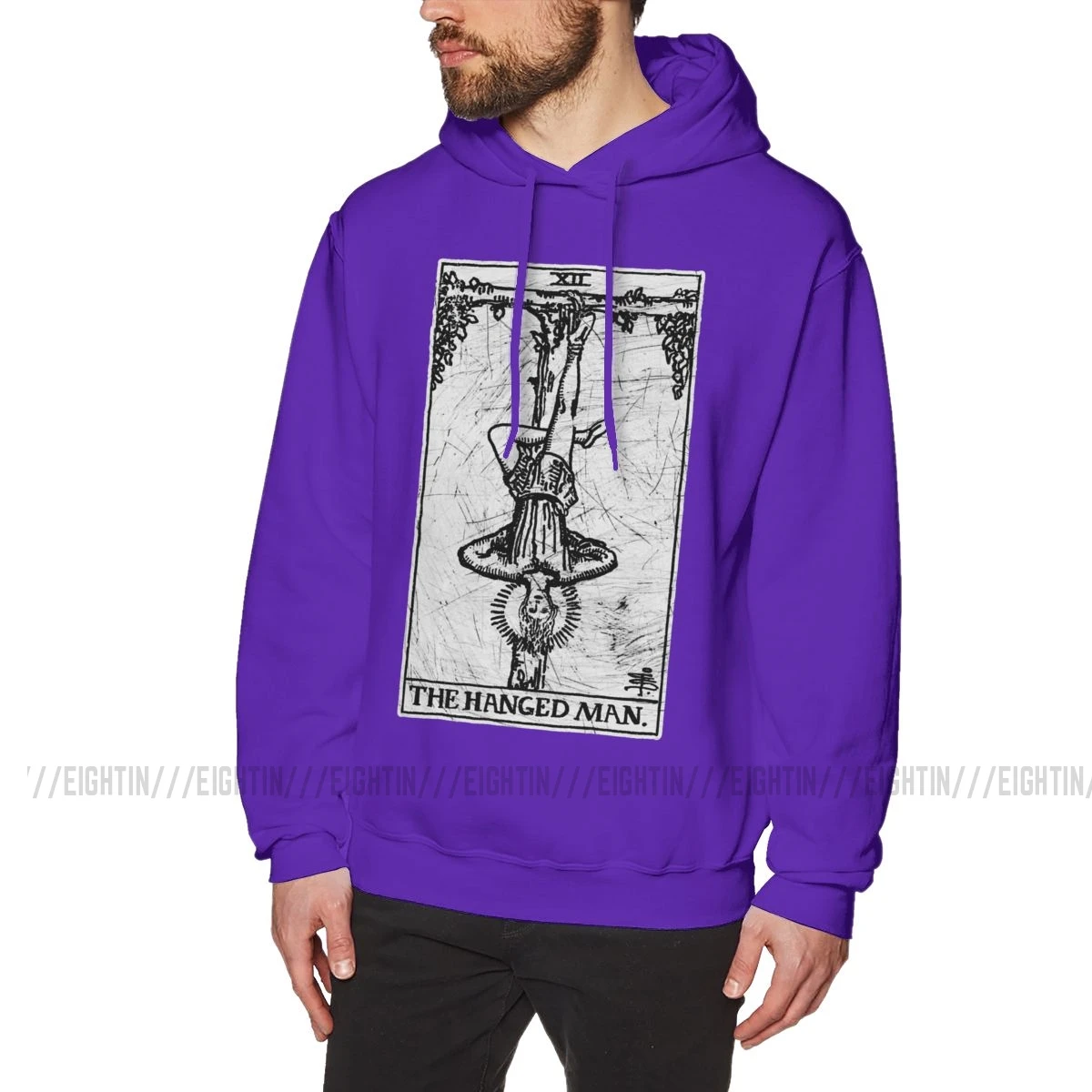 Толстовки с капюшоном для мужчин The Hanged Man Tarot Card Major Arcana Fortune Telling Occult, хлопок, толстовки с капюшоном, подарок, толстовка, рубашка - Цвет: Фиолетовый