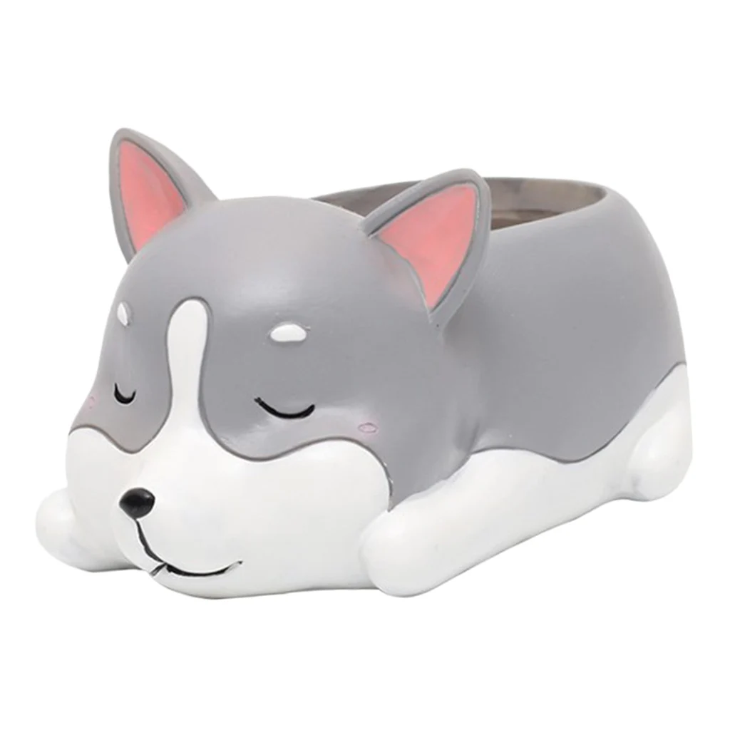 Resin Cartoon Dog Succulent Cactus Planter Pot, Decorative Garden Flower Holder Bowl for Home Office, Pick