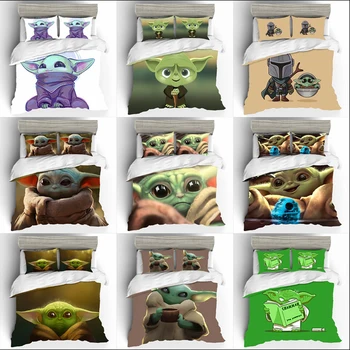 

3D Star Wars Baby Yoda Printing High Quality Bedding Linen Bedding Set Duvet Cover Home Textile Single Queen Bed Sets Pillowcase