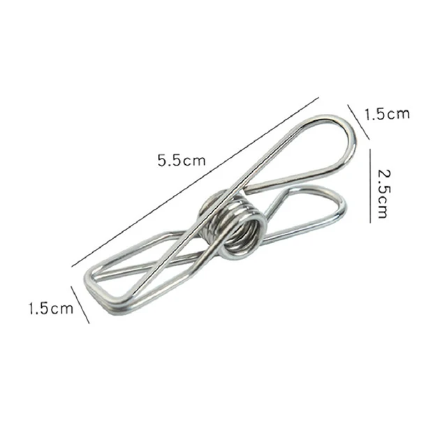 20 db Többcélú Rozsdamentes Acél Nagy Klipek Ruhák Csapok Tartók Ruházati Bilincsek Tömítő Klip Háztartási Ruhacsipesz - Image 6