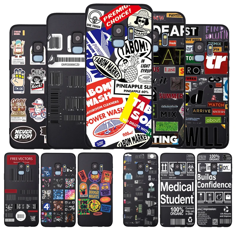 INS Hot Funny pattern stamp label barcode Black Soft Phone Case For Samsung Galaxy S20 S10 S9 S8 Plus Lite NOTE 10 9 8 S7 EDGE | Мобильные