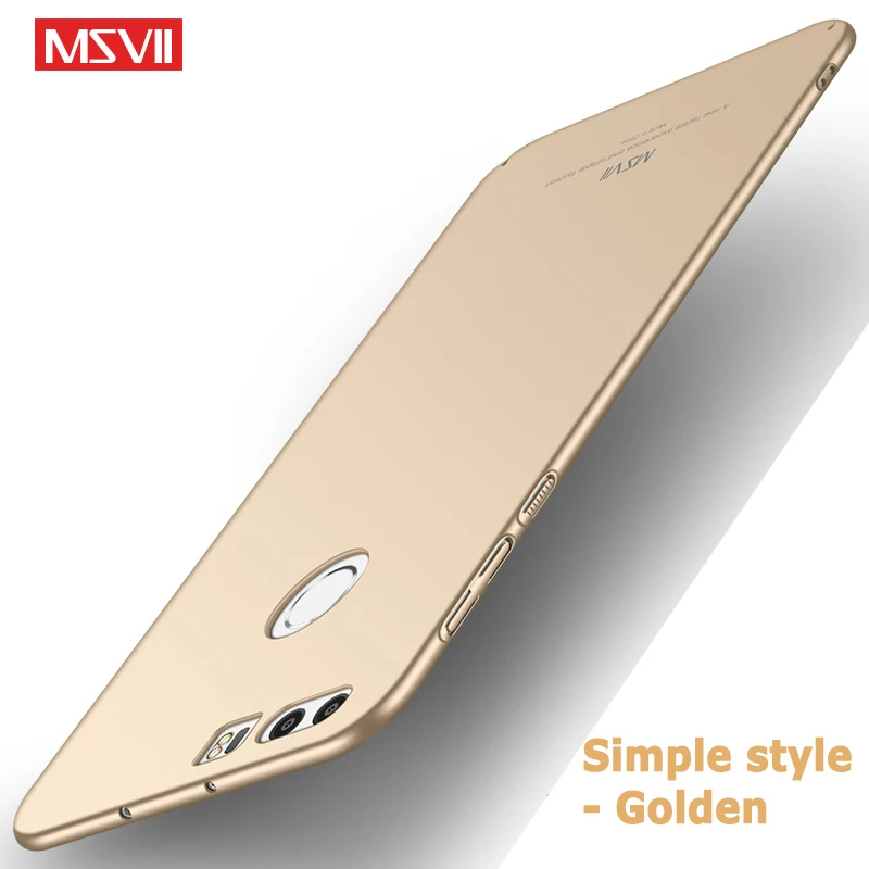 Honor 8 чехол MSVII Тонкий чехол для huawei Honor 8 чехол Honor8 Lite жесткий чехол из поликарбоната для huawei Honor 8 Lite чехол для телефона s - Цвет: Simple Golden