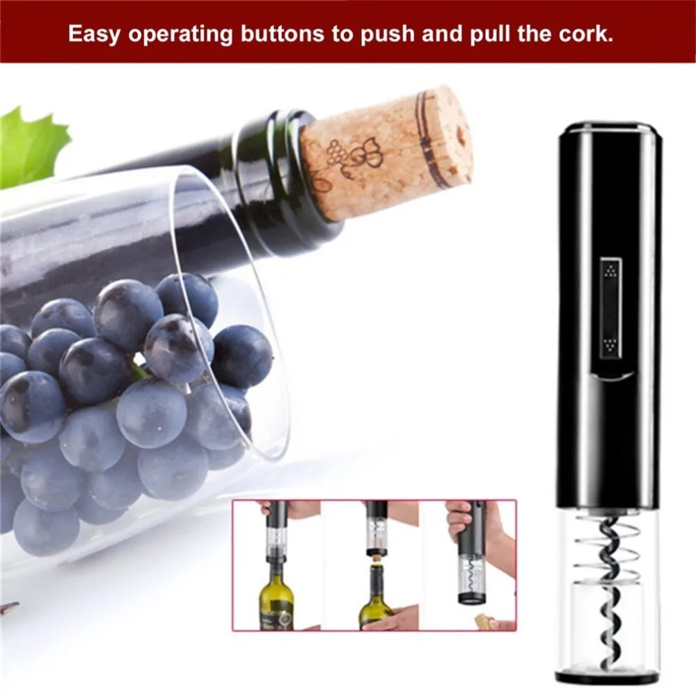 

Electric Wine Opener Corkscrew Automatic Wine Bottle Opener Kit Cordless With Foil Cutter And Vacuum Stopper Kitchen Bar Gadgets