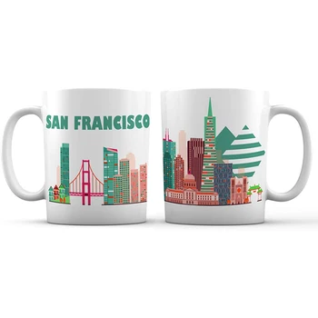 

Skyline View Souvenir Ceramic Coffee MugGolden Gate, California Great Gift For Men, Women, Friends, Family and Tourists