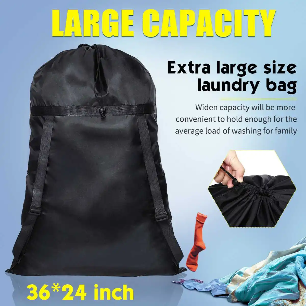 

Meigar Travel Large Waterproof Laundry Storage Bag Backpack Bag Foldable Dirty Clothes Washing Shoe Organizer 24*36 Inch