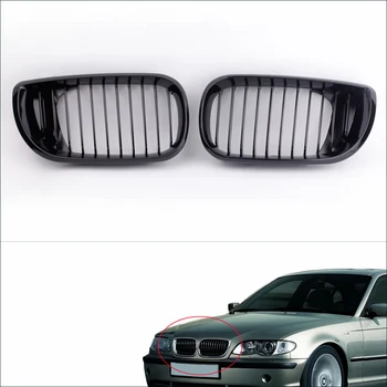

Hot Car Accessories 2Pcs Car Front Grill Gloss Black Kidney Front Grille for BMW E46 3 Series 4 Door 2002-2005
