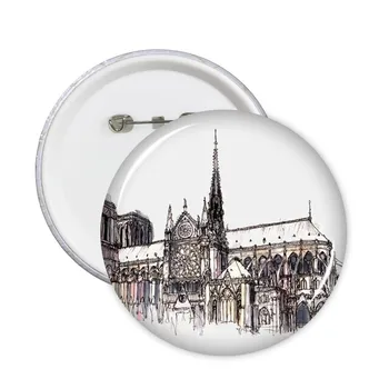 

Notre-Dame de in Paris France Round Pins Badge Button Clothing Decoration Gift 5pcs
