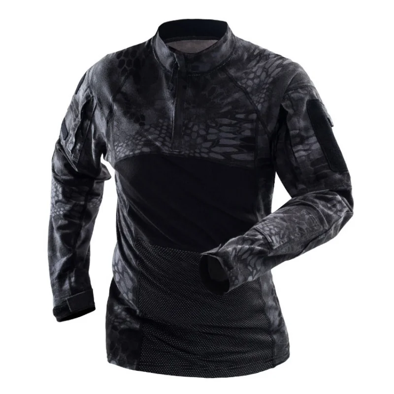 Outdoor Uomini Tactical Camicette Militare di Caccia Dell'esercito Manica Lunga T-Shirt di Ripresa Camo Escursionismo Camouflage Army Combattimento Camicia Abbigliamento