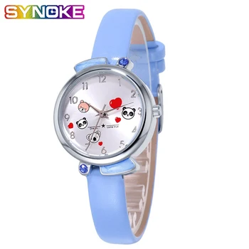 

SYNOKE NEW Kids Watches Quartz Wristwtatch Boys Girls Waterproof PU Leather Wristband Cute Children Watches Reloj