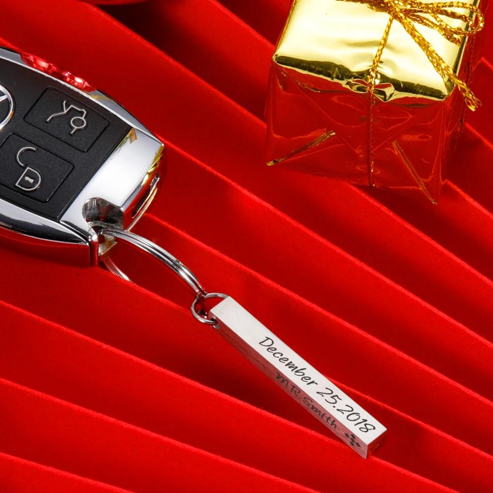 Custom Engraved 3D Rectangle Keychain Key Ring
