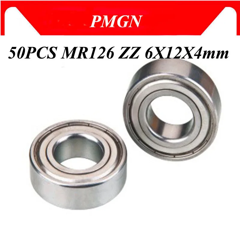 50PCS ABEC-5 MR126ZZ MR126Z 126ZZ M126 ZZ L-1260ZZ 6X12X4mm 6*12*4 mm Miniature High quality deep groove Ball Bearings afbeelding