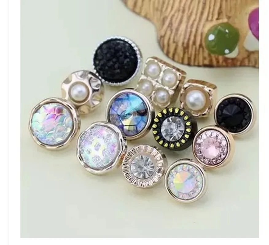 50pcs/pack of 20 High-grade ABS Electroplating Buttons Gold Diamond-studded Pearl DIY Shirt Clothing | Дом и сад