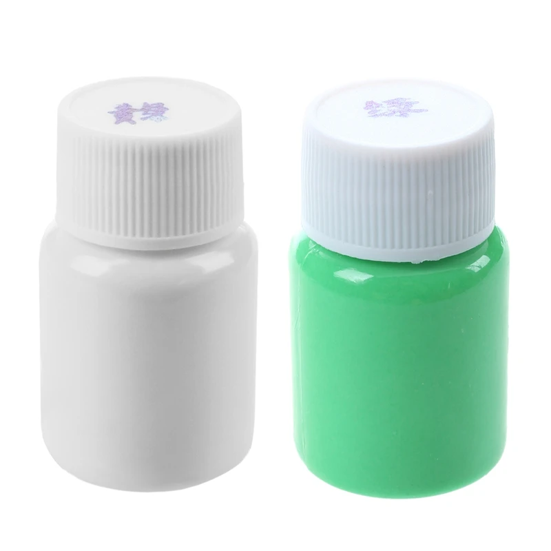 

HOT-2 Pcs 20G Glow in the Dark Acrylic Luminous Paint Bright Pigment Party Decoration DIY , Yellow with Green & Green