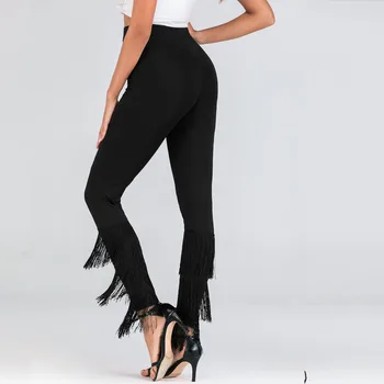 

Solid Color Fringed Women Leggings Outdoor Leisure Fashon Long Pants Personality Skiny Legings O5A121