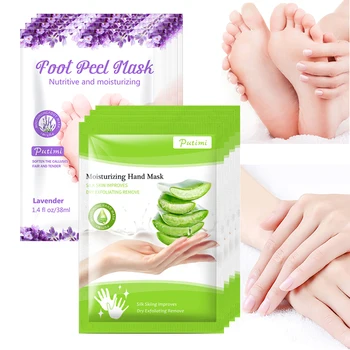 

Lavender Aloe Whitening Moisturizing Hand Mask Spa Gloves Exfoliation Feet Mask Remove Dead Skin Peeling Foot Mask Skin Care