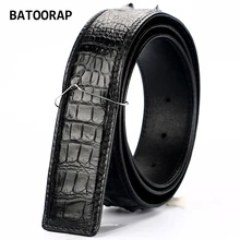 2021 Brand Top Simple High-end Crocodile Belt Luxury Designer Men Crocodile Spine Belt Black Brown Does not include belt buckle