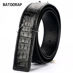 2021 Brand Top Simple High-end Crocodile Belt Luxury Designer Men Crocodile Spine Belt Black Brown Does not include belt buckle