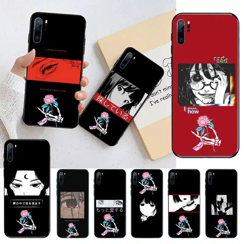 

Sad Japanese Anime Aesthetic Art Phone Case For Huawei honor Mate P 9 10 20 30 40 Pro 10i 7 8 a x Lite nova 5t