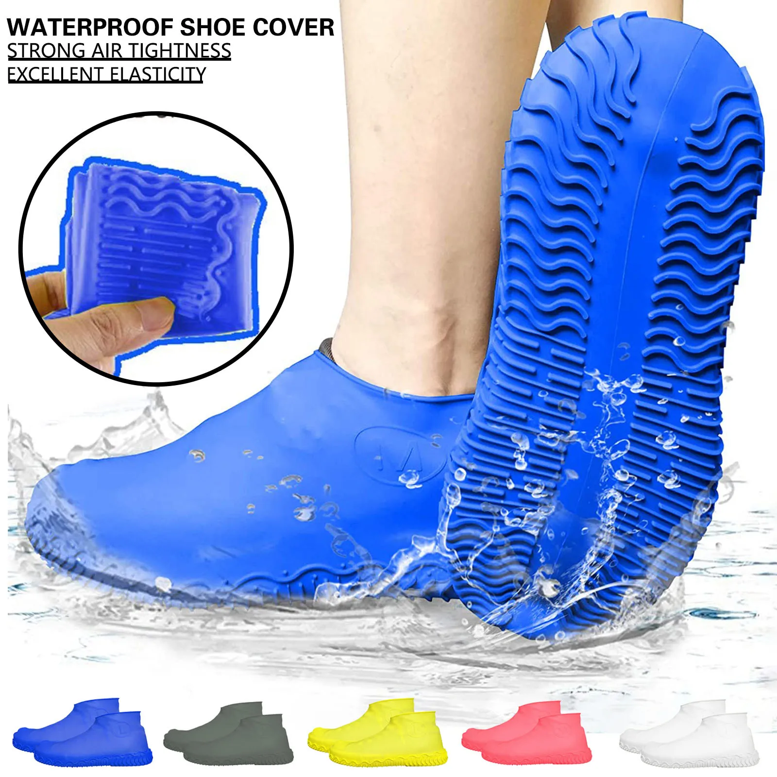 Unisex Chic Rain Shoes Cover Boots Reusable Waterproof Non Slip Rain Cover 