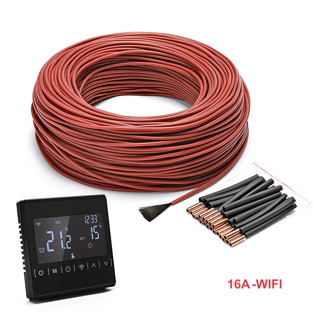 50 meters plus thermostat 12K Floor Warm Heating Cable 33ohm/m Carbon Fiber Heating Wires heating wire coil Super bargain