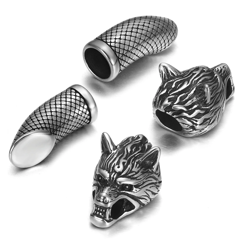 Verblassen nie Edelstahl End perlen für 8mm Leders chnur Schmuck Armband machen Tier Metall Perle DIY Zubehör – Detail 1