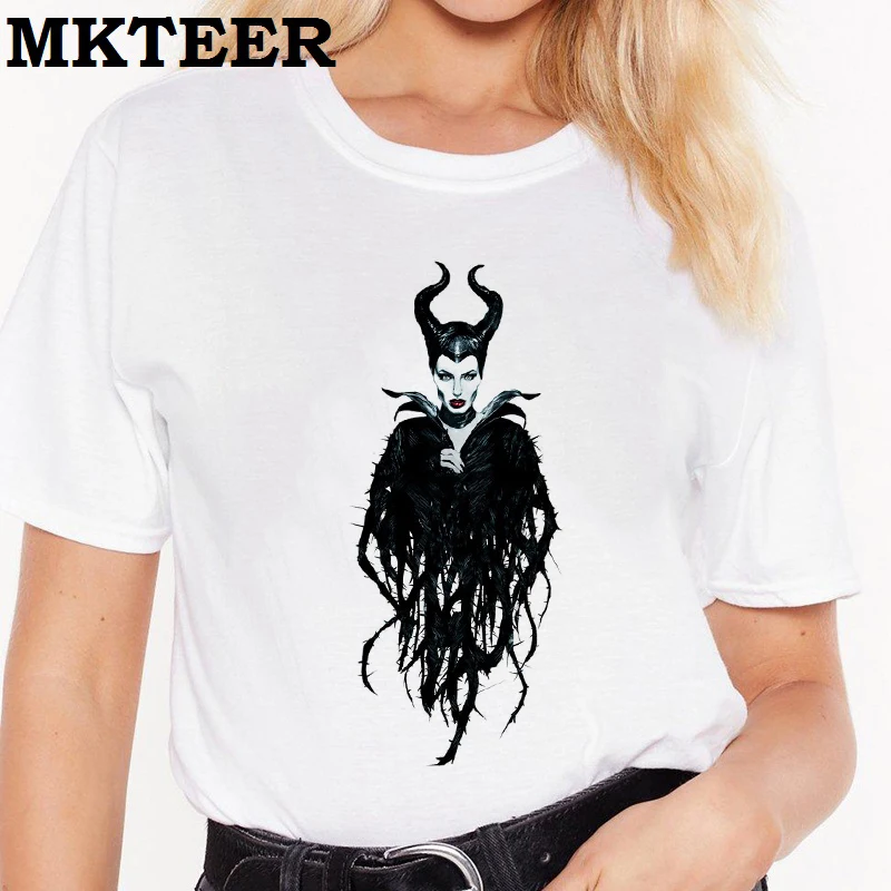 Женская летняя коллекция года, Camiseta Mujer Maleficent, эстетические топы с принтом Ulzzang, Harajuku, футболка, повседневная, ведьма, Vogue, Kawaii, уличная одежда