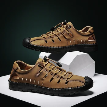

Summer Mens Sandals High Quality Leather Casual Shoes 2020 Beach Brathable Design Men Sandals Big Size Male Shoes Men Sneakers
