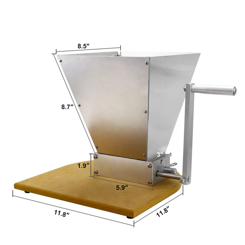 Нержавеющая сталь 2 ролика солодовая мельница дробилка для дома пивоварения зернодробилка ручная Регулируемая ячмень шлифовальная машина с деревянной основой