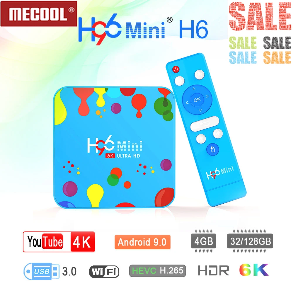 

MECOOL H96 Andriod 9.0 TVBOX 4G RAM+32/128G ROM MINI Allwinner H6 Quad Core TV Box 6K HD 4K 30fps H.265 Smart home Set top box