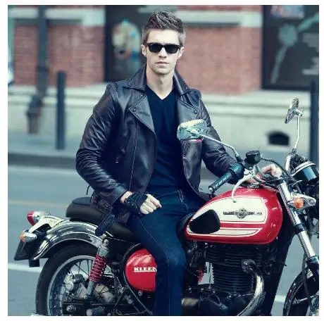 CC Shop Brand new genuine leather jacket mens biker cowhide coat slim plus size leather clothing men leather jacket