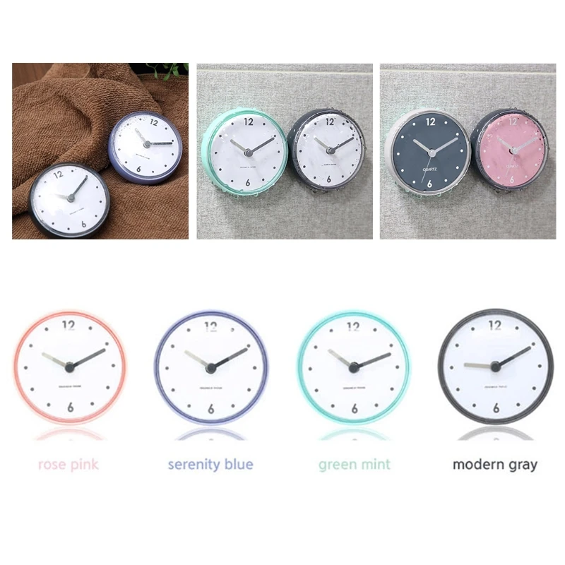 Bathroom Waterproof Wall Hanging Suction Cup Clock Simple Design Wall Watch for Home Bedroom Living Room Decorations Timing Equi