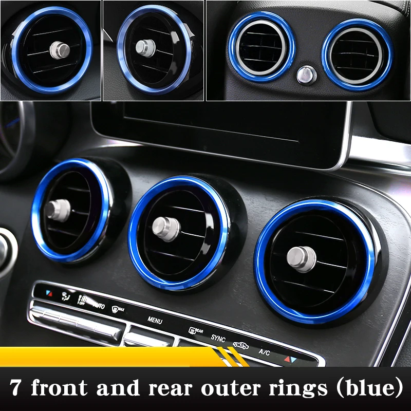 Автомобиль для интерьера автомобиля кондиционер воздуха выход яркая полоса для Mercedes-Benz glc X253 W205 amg glc coupe glc 250 модифицированный - Название цвета: 7 outer blue rings