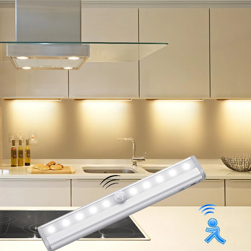 

Smart ON Motion sensor LED Under Cabinet Light Body movement Detector Kitchen Led Light for Wardrobe Cupboard Indoor Wall Lamps