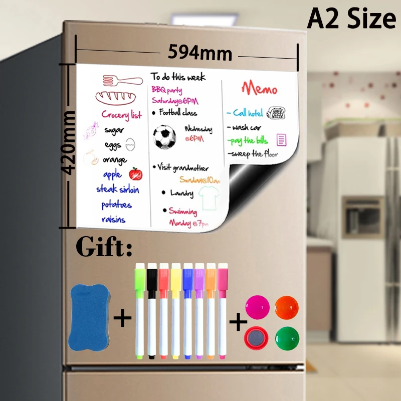 

Magnet Whiteboard Fridge Stickers Erasable Convenient Memo Message Board Dry Eraser White Board Monthly Weekly Planner Calendar