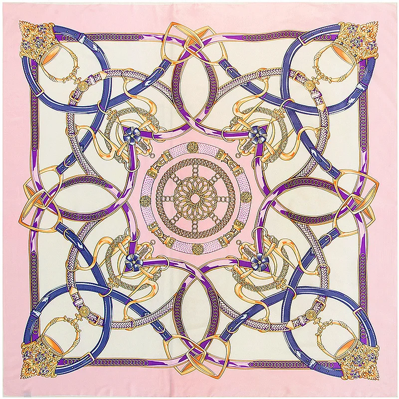 04 Twill Silk Women Scarf 130*130 cm Pink Flower Print Square Scarves Gift Fashion Shawls Echarpes Foulards Femme Wrap Bandanas - Цвет: 04