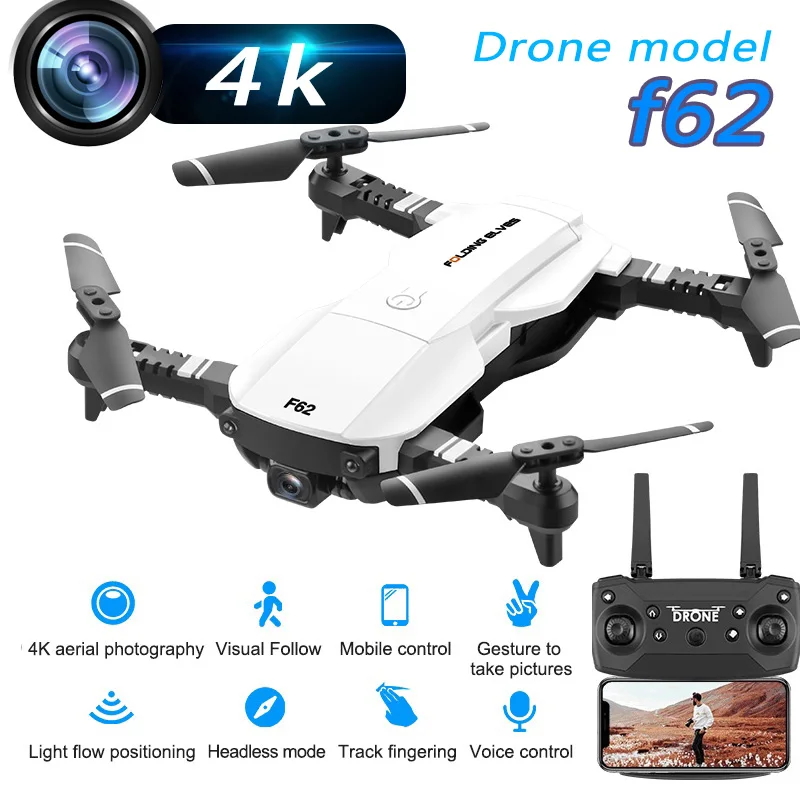 F62 новейший мини Дрон с 4K HD камерой RC Wi Fi оптическим контролем потока и жестами Follow