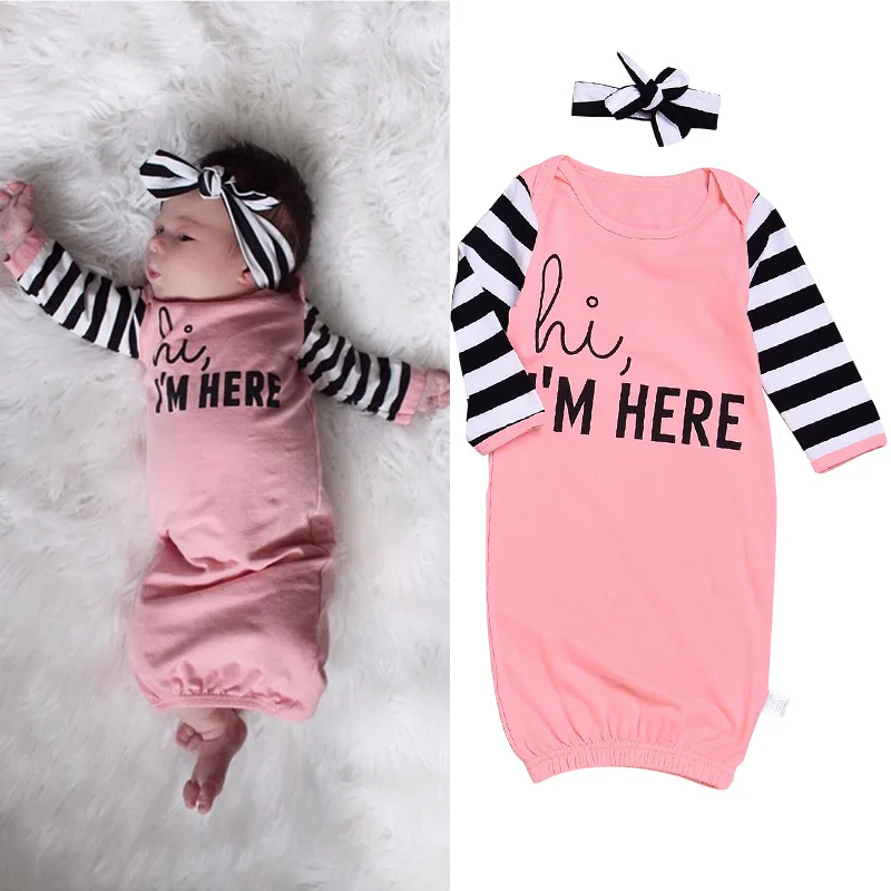 

2pcs Sleeping Bag+Headband Brand New Fashion Cute Newborn Baby Infant Swaddle Wrap Swaddling Sleeped Printed Sets 0-2M