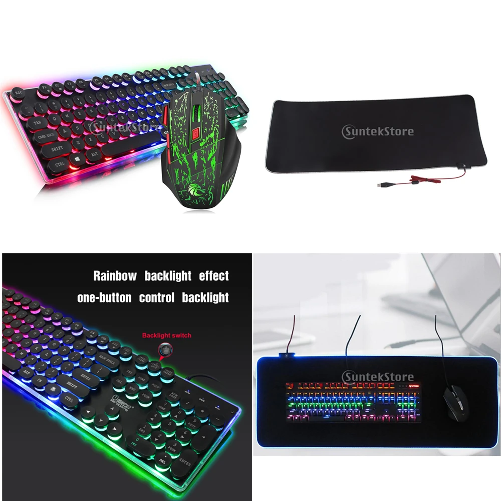 Стильная подсветка игровая клавиатура и мышь комбо с RGB подсветкой супер большая