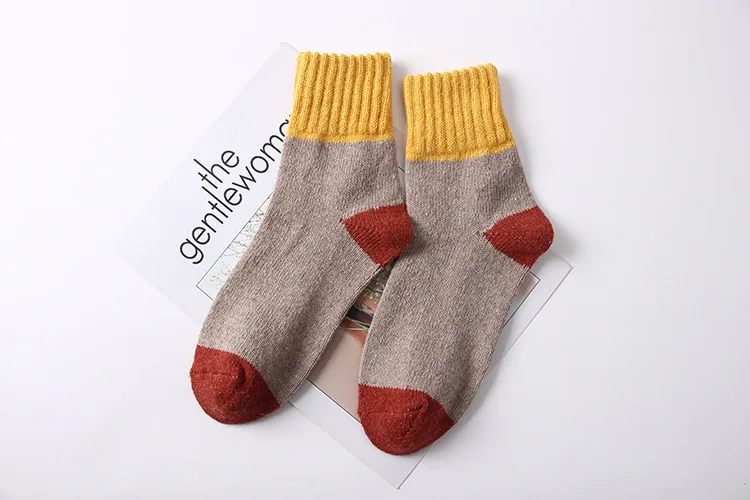 Новые осенние зимние теплые шерстяные забавные носки женские Харадзюку толстые модные цветные хлопковые носки контрастные цвета высокое качество