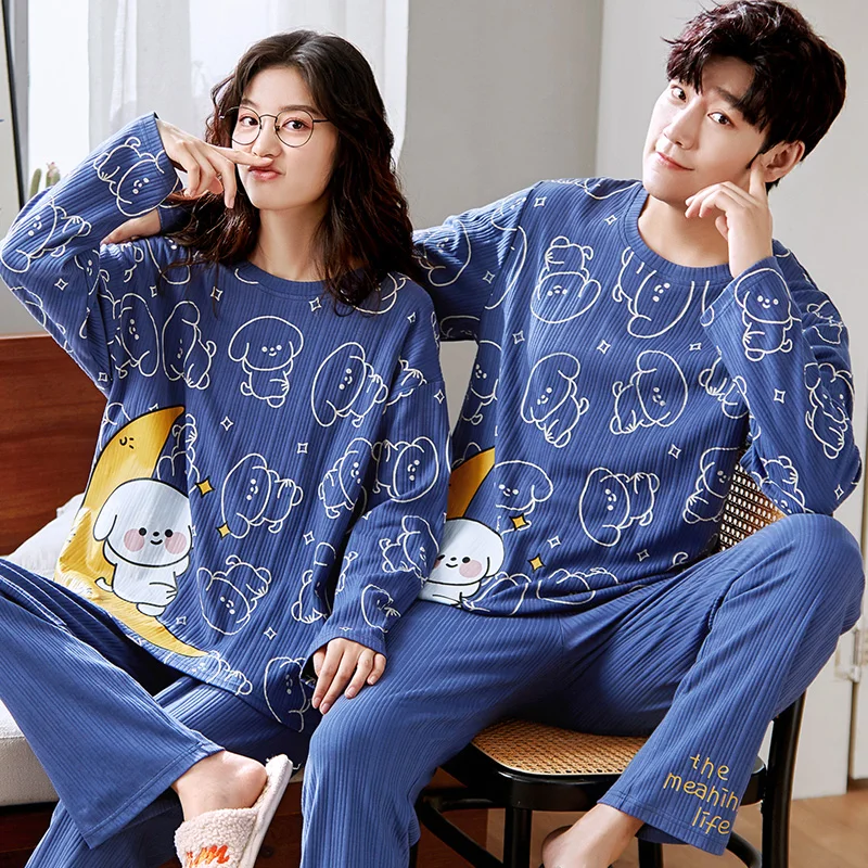 Spring Couples Sleepwear for Women Man Cotton pajama sets Sleep Tops Trousers Home clothes pijama conjuntos de pijama hombre summer couple sleepwear thin cotton man women pajama sets cartoon pijama sleep tops pants pijama masculino pijama mujer freeship