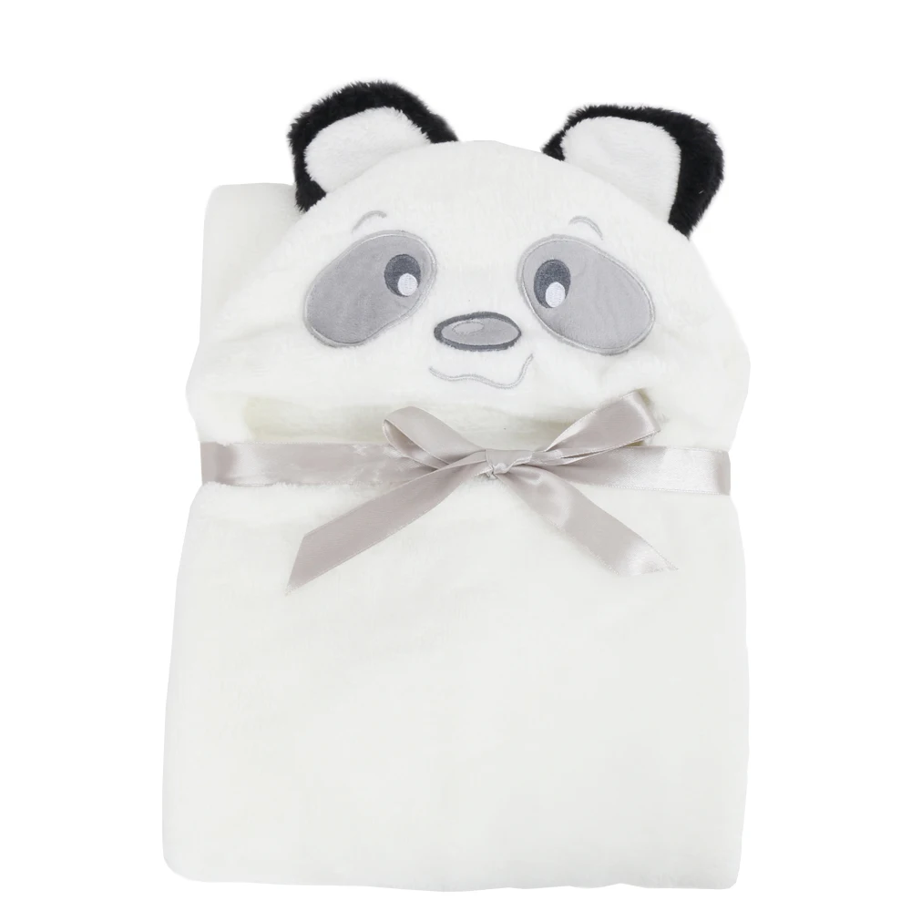 

The panda soft fluffy blanket baby winter blanket children's blanket baby wrap hooded